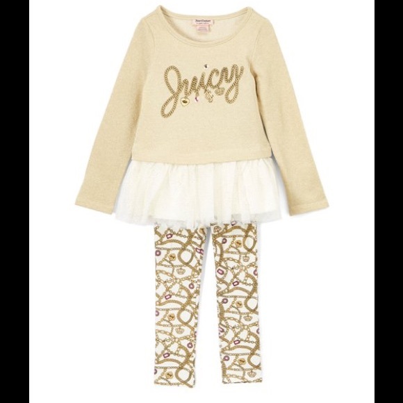Juicy Couture Oatmeal Ruffle Tunic/Crown Leggings